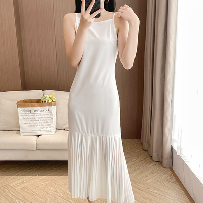 新中式旗袍内搭褶裙内衬百搭款连衣裙可调节肩带日常可穿修身夏季