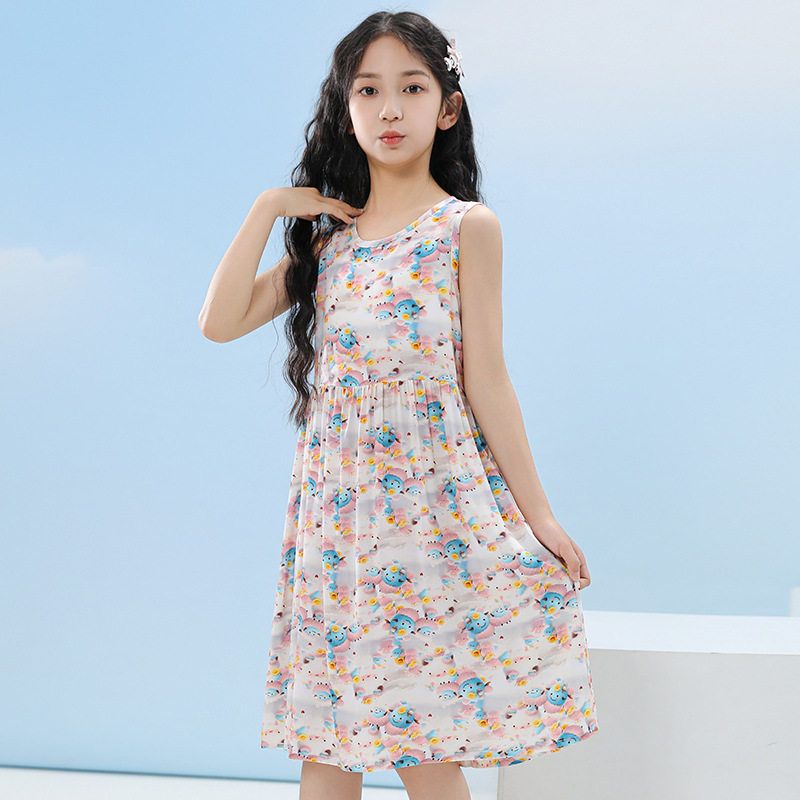 女童棉绸无袖睡裙夏季薄款