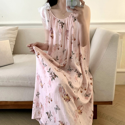女士棉绸无袖睡裙夏季薄款