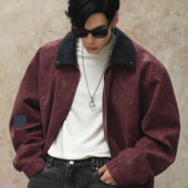 PU夹克外套春秋巴恩风美式 鹿家门复古风新款 男士 复古潮流设计感