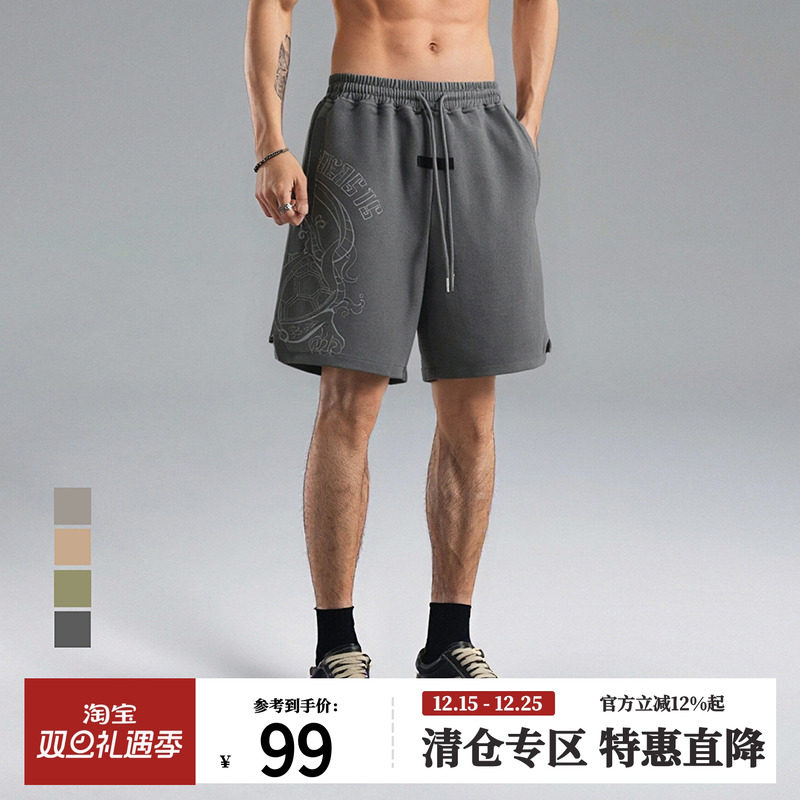 鹿家门大码男装宽松潮流运动健身四分裤美式夏季新款休闲男士短裤