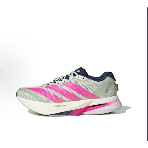 adidas Adizero Boston 13 舒适百搭男子跑步鞋绿粉蓝HQ4912