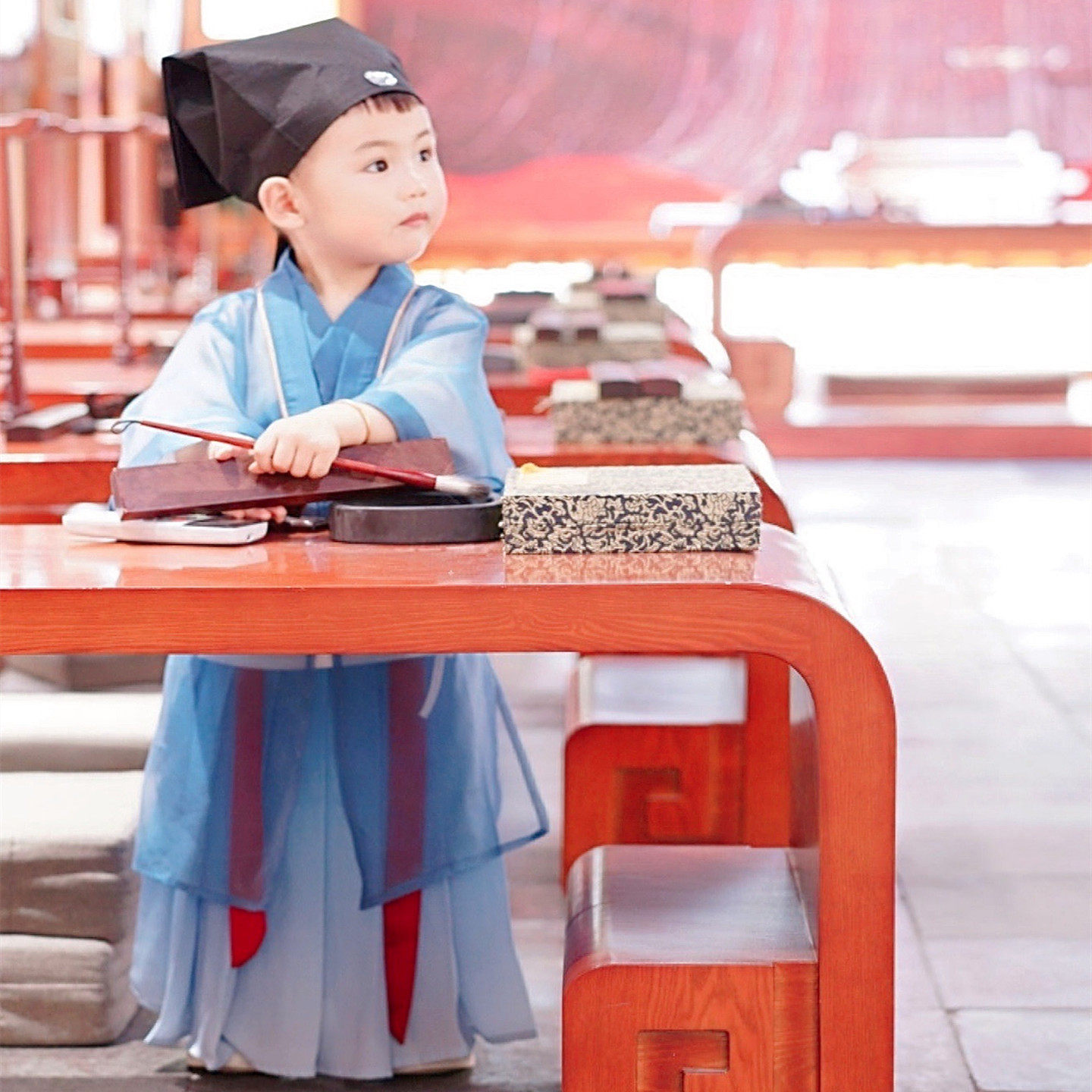 儿童汉服男女童国学服中国风古装书童服装三字经弟子规儿童演出服