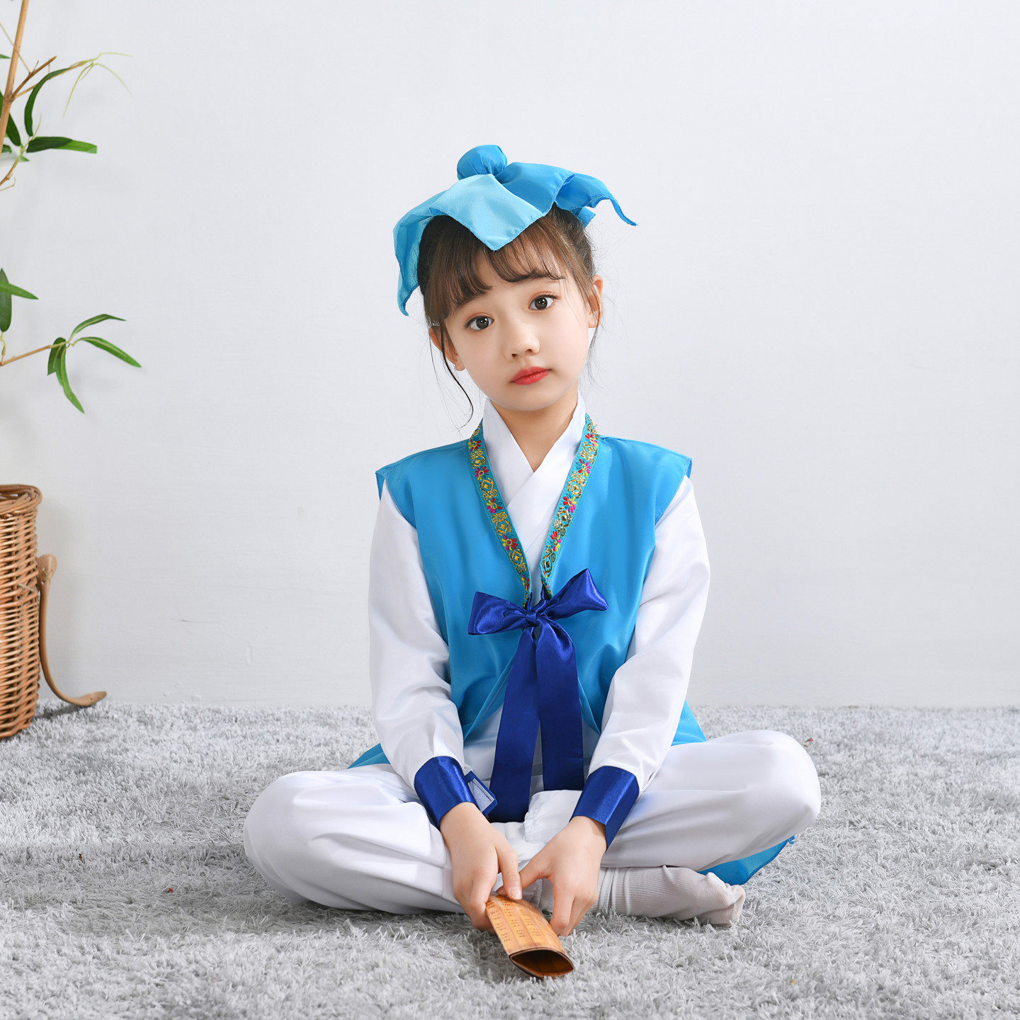 儿童古装书生书童服男女童汉服演出服幼儿国学弟子规三字经表演服