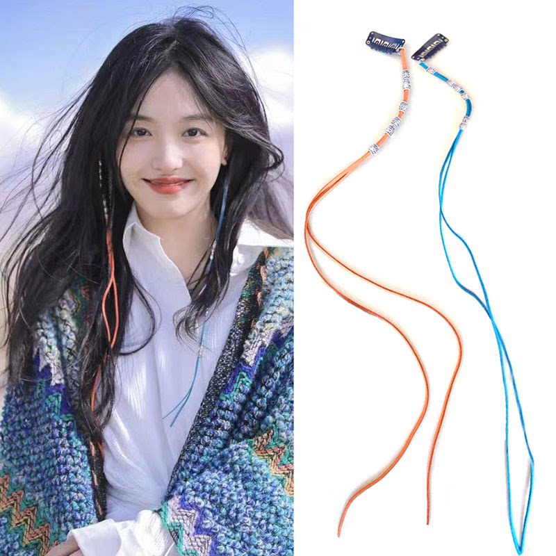 白鹿同款可爱编发头饰民族风发饰藏族旅游拍照彩色串珠发夹发绳女