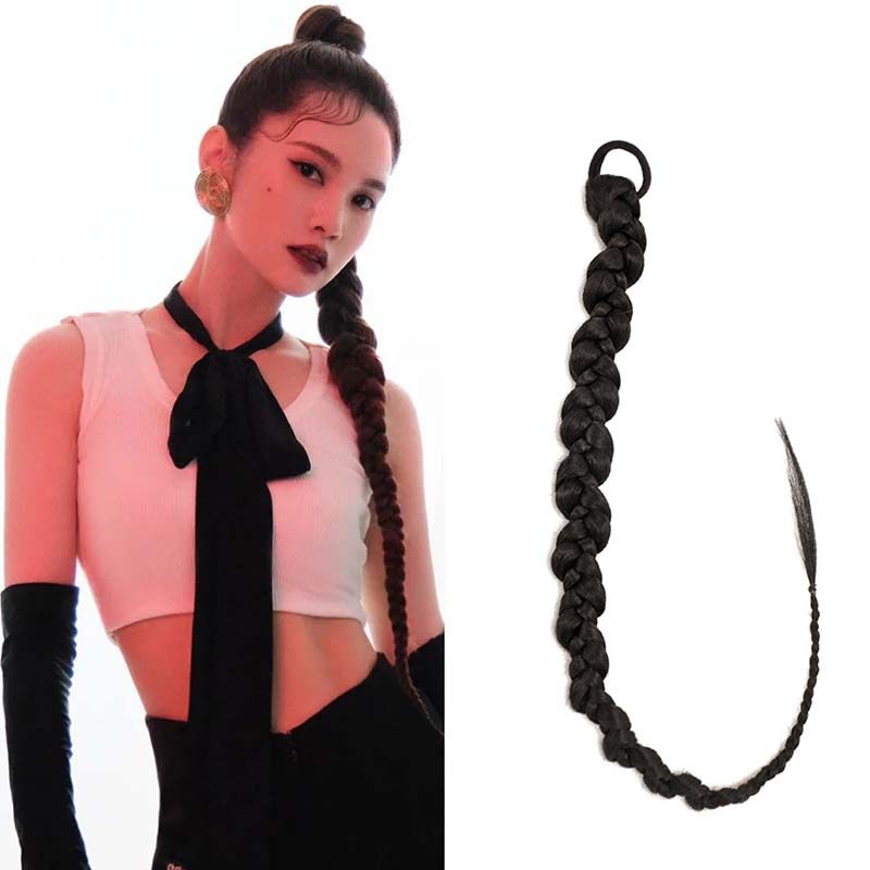 明星同款个性时尚长马尾辫子发圈假发辫发绳鬼马少女甜酷拳击辫子