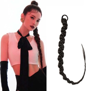 杨丞琳同款个性时尚长马尾辫子发圈假发辫发绳鬼马少女甜酷拳击辫