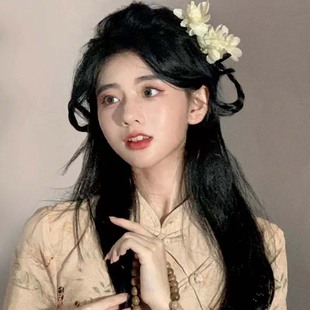 清纯温柔清冷感古朴旗袍配饰白色梨花发饰小花朵发叉子古风头饰女