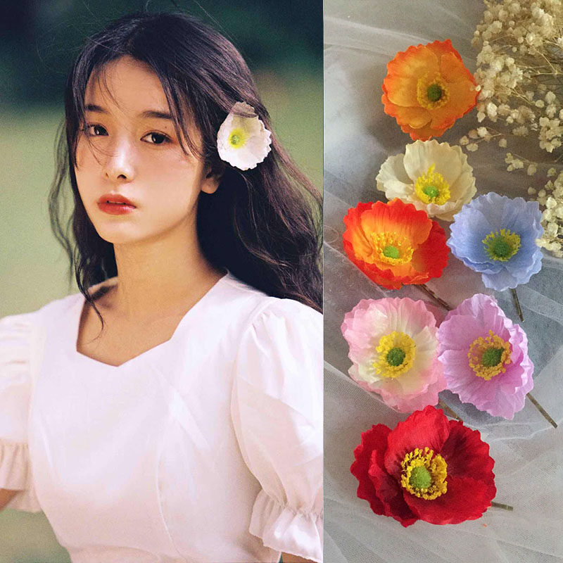 超仙甜美少女写真发饰日系小清新白色花朵发夹网红拍照头花配饰品