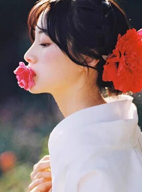 美神娜扎同款红色大花朵发饰发夹侧边夹发卡子写真直播COS头花女