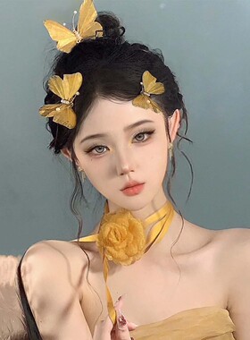 贵气金色蝴蝶忍发夹头饰写真发饰