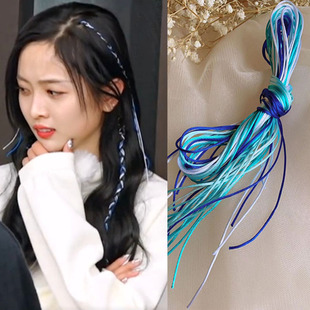 妻子的浪漫旅行小选吴宣仪同款蓝白色编发绳子脏辫头绳发带头饰女