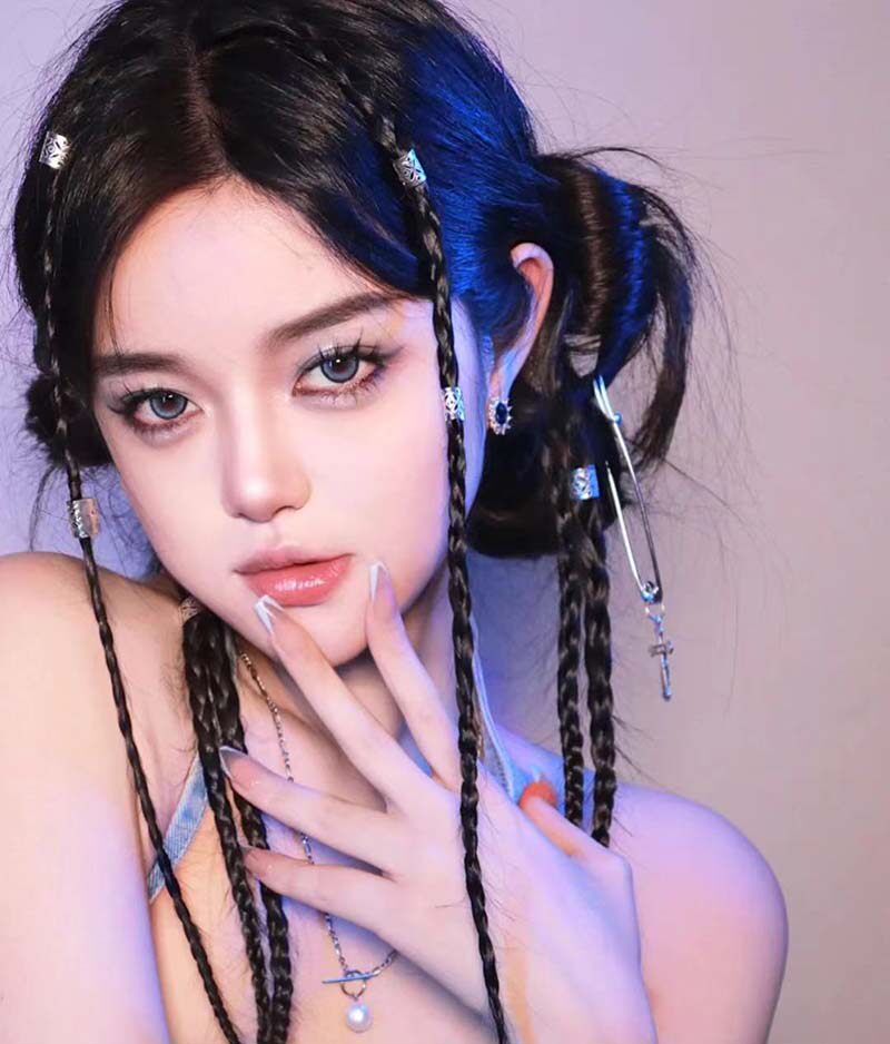 鞠婧祎y2k牛仔辣妹头饰脏辫发环编发金属发扣别针发夹网红发饰女