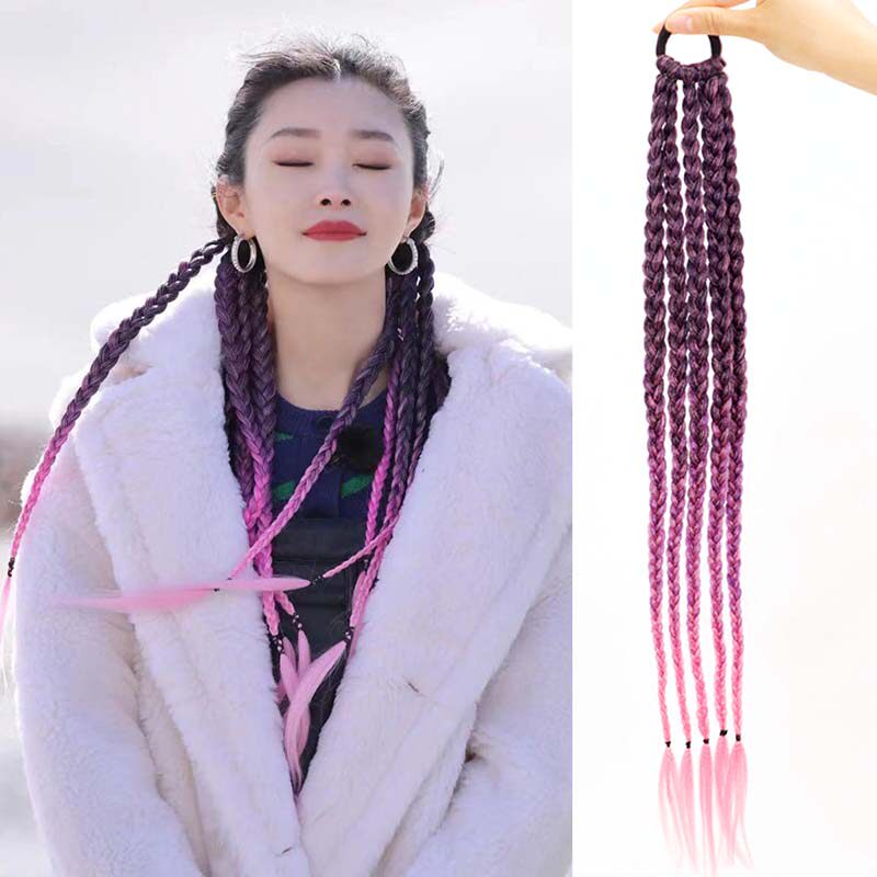 追星星的人宋轶同款彩色脏辫头饰女麻花辫假发辫子发绳皮筋套发圈