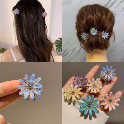 韩版时尚发卡网红气质成女小清新小菊花款抓夹发饰边夹发夹头饰