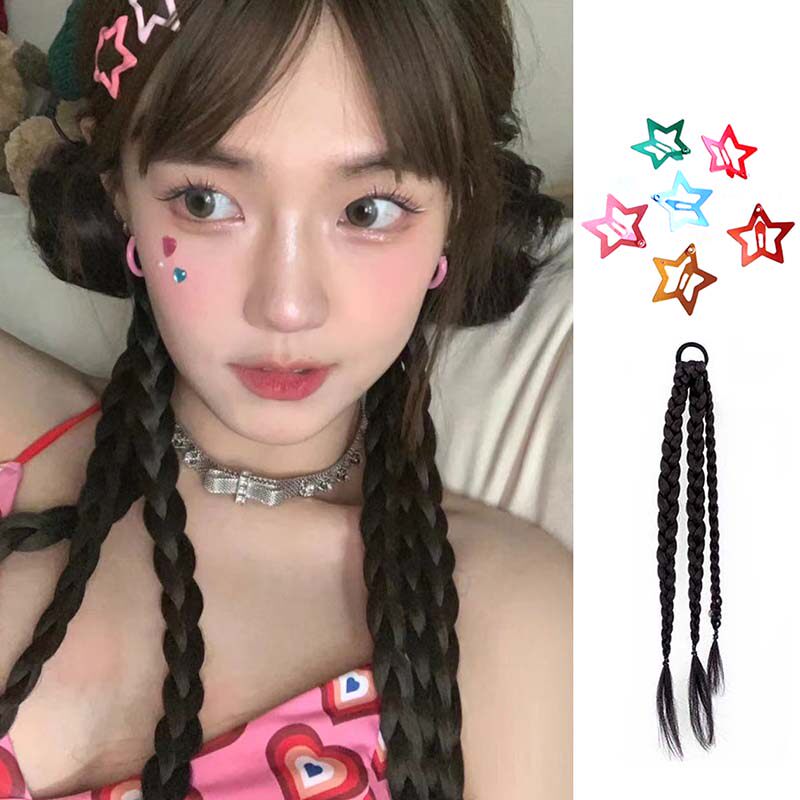 辣妹发饰y2k假发辫子发绳麻花辫
