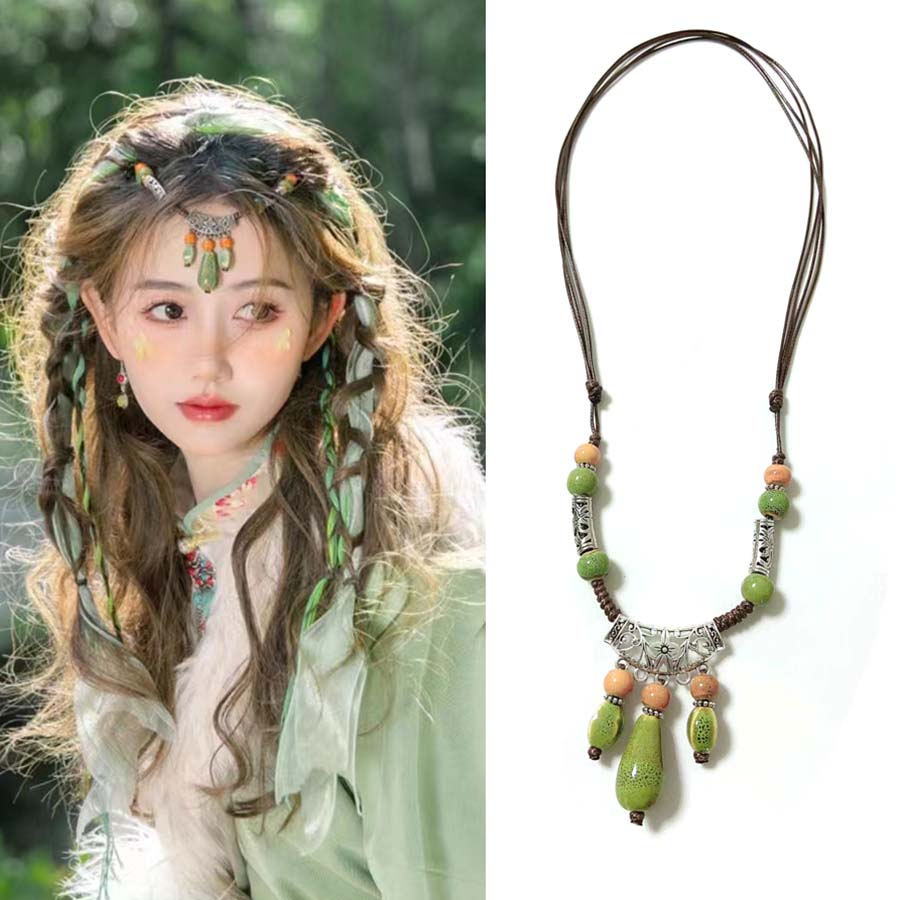 民族风藏服少女写真头饰吊坠额饰