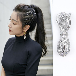 李冰冰同款高马尾编发银色发绳简约百搭甜飒发饰脏辫头绳成人发饰