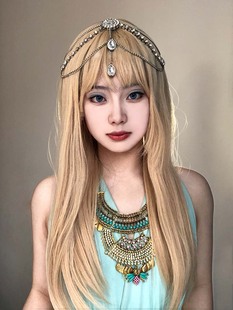 巷巷cos法老的宠妃同款水晶水滴额头链流苏发饰发箍复古夸张项链