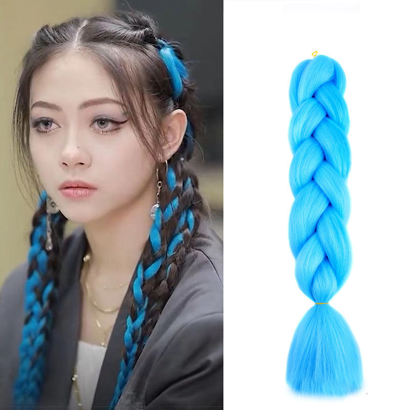 路飞同款蓝色脏辫假发辫子发饰拳击辫高温丝扭扭辫编发接发丝头饰