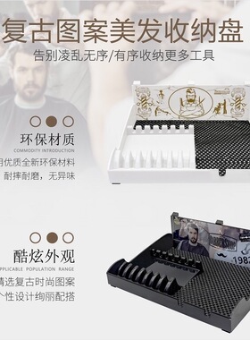 复古收纳盒美发工具剪刀插座盒理发店用品大全防滑桌面整理工具架
