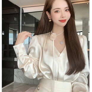 高级感轻奢法式 董小姐高端定制衬衫 小衫 2026年新款 气质上衣 女春装