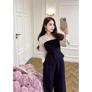 阔腿裤 气质一整套ootd穿搭 女2026超火衬衫 董小姐高端定制早春套装