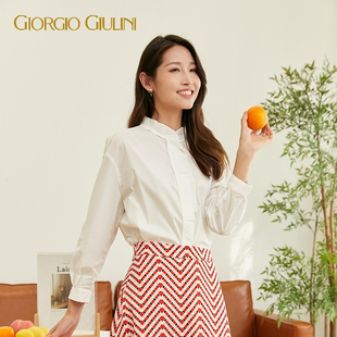 通勤纯色衬衫 庄姿妮春季 简约立领长袖 优雅时尚 P203 新款