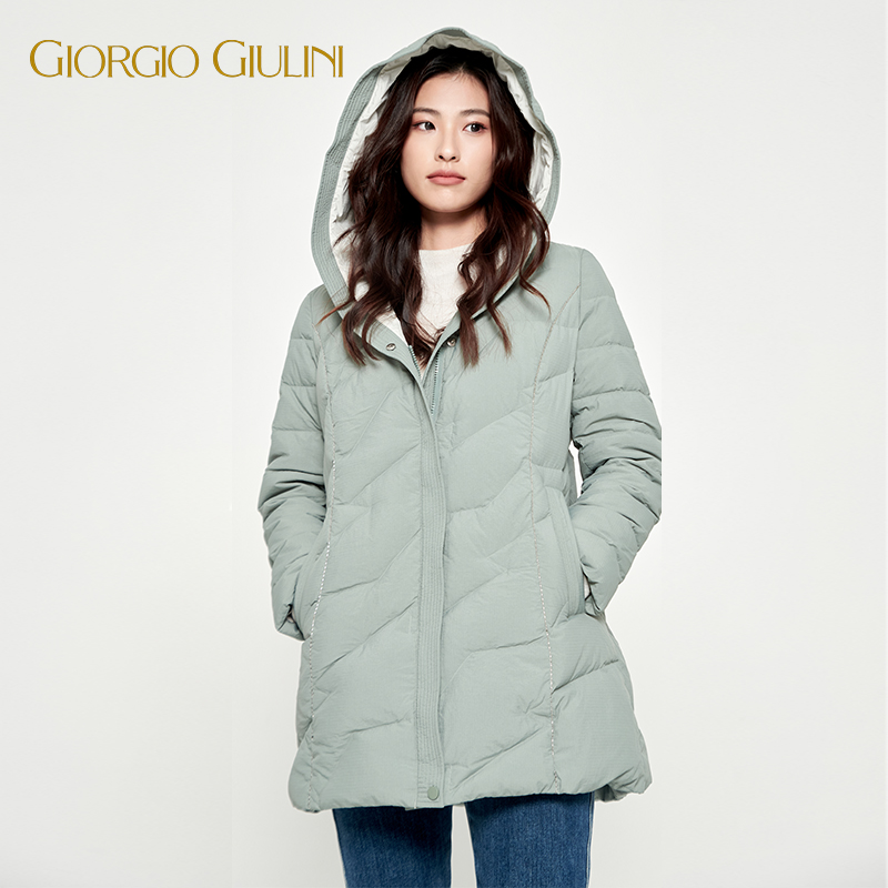 庄姿妮羽绒服女冬季学生韩版宽松连帽中长款加厚外套NN01