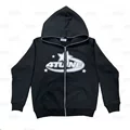 Black Fleece Long Zipper Front and Back Print