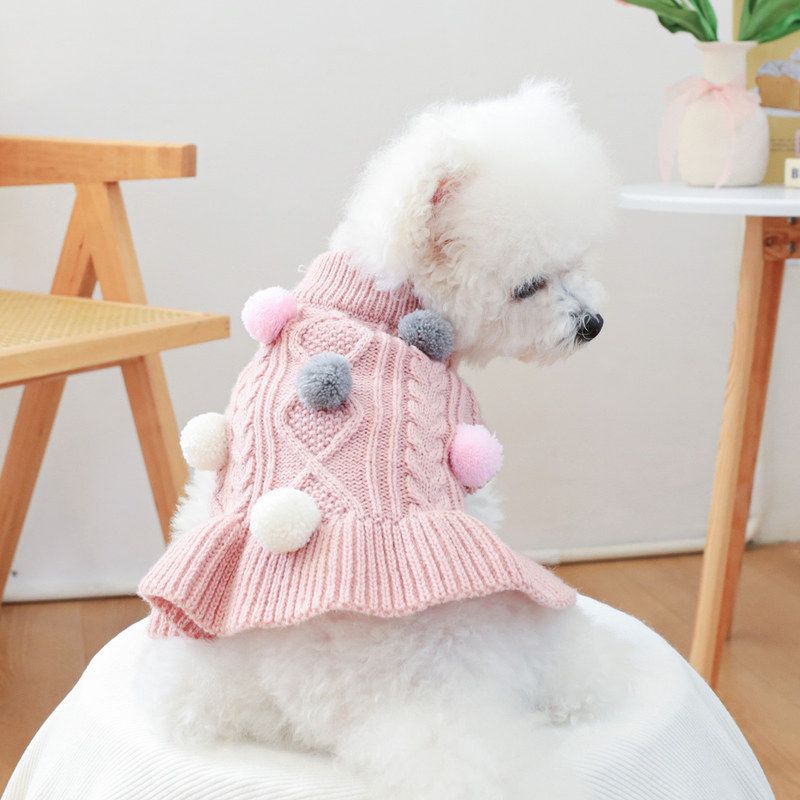 小狗衣服毛衣狗狗淑女毛线裙泰迪比熊猫咪小型犬秋冬装公主毛衣裙