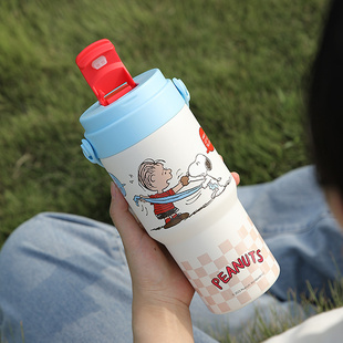 SNOOPY史努比保温杯公仔冰霸水杯子吸管高颜值大容量咖啡吸管杯