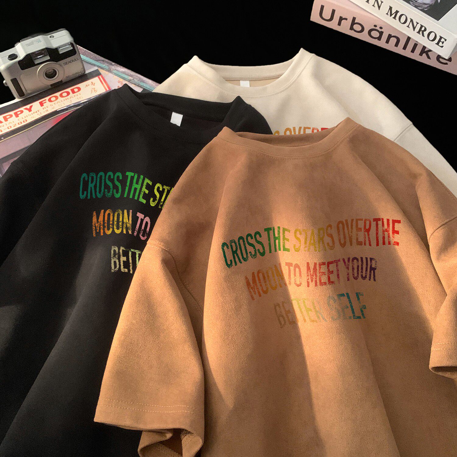 2025夏季新款麂皮绒短袖圆领T恤潮流星座301D-1-JX0230-P28，男装T恤，星座301D-1