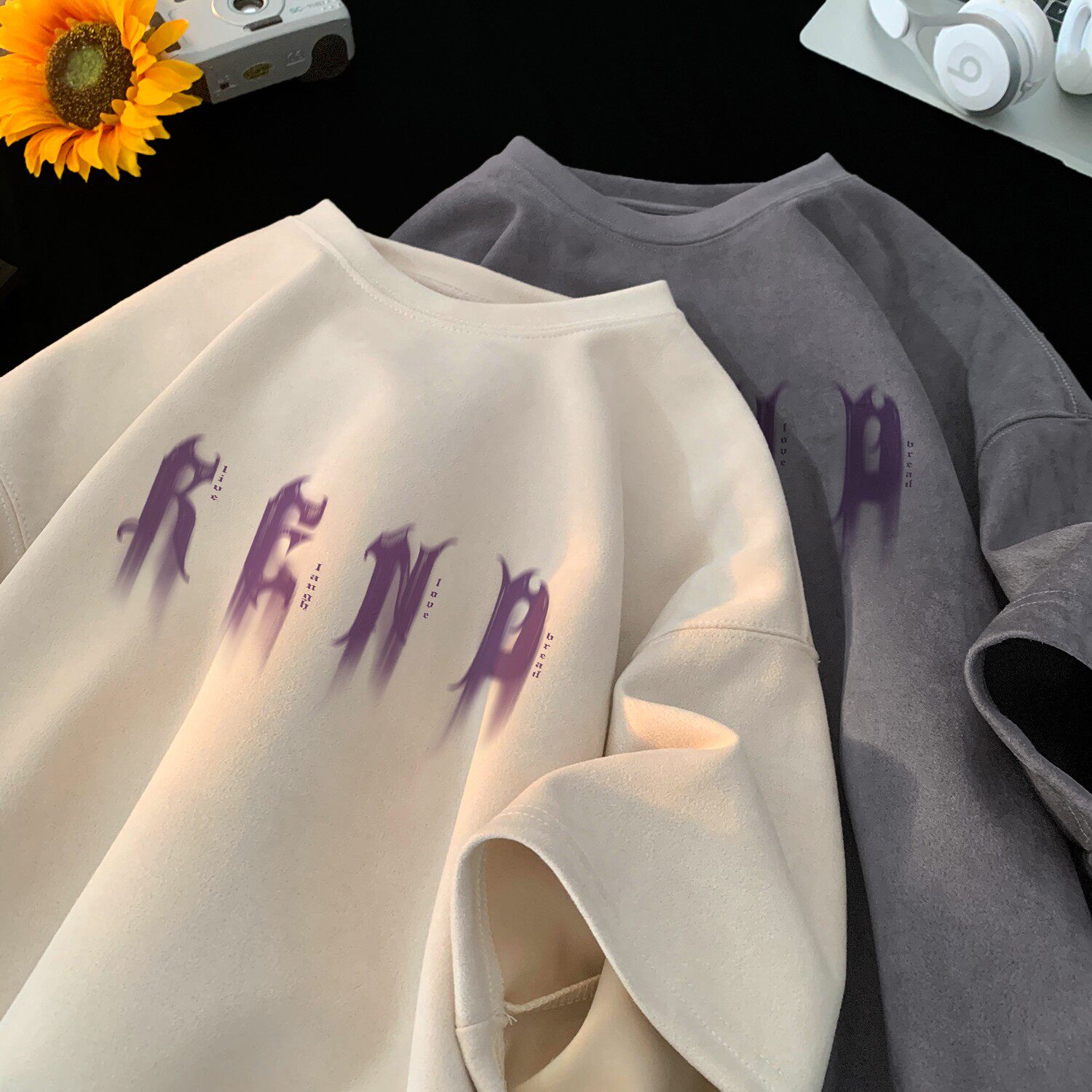 2025夏季新款麂皮绒短袖圆领T恤潮流星座301D-1-JX0250-P28，男装T恤，星座301D-1