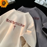 2025夏季新款麂皮绒宽松短袖T恤潮流星座301D-1-JX0240-P28，男装T恤，星座301D-1