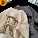 2025夏季新款麂皮绒短袖T恤星座301D-1-JJ407-P28，男装T恤，星座301D-1