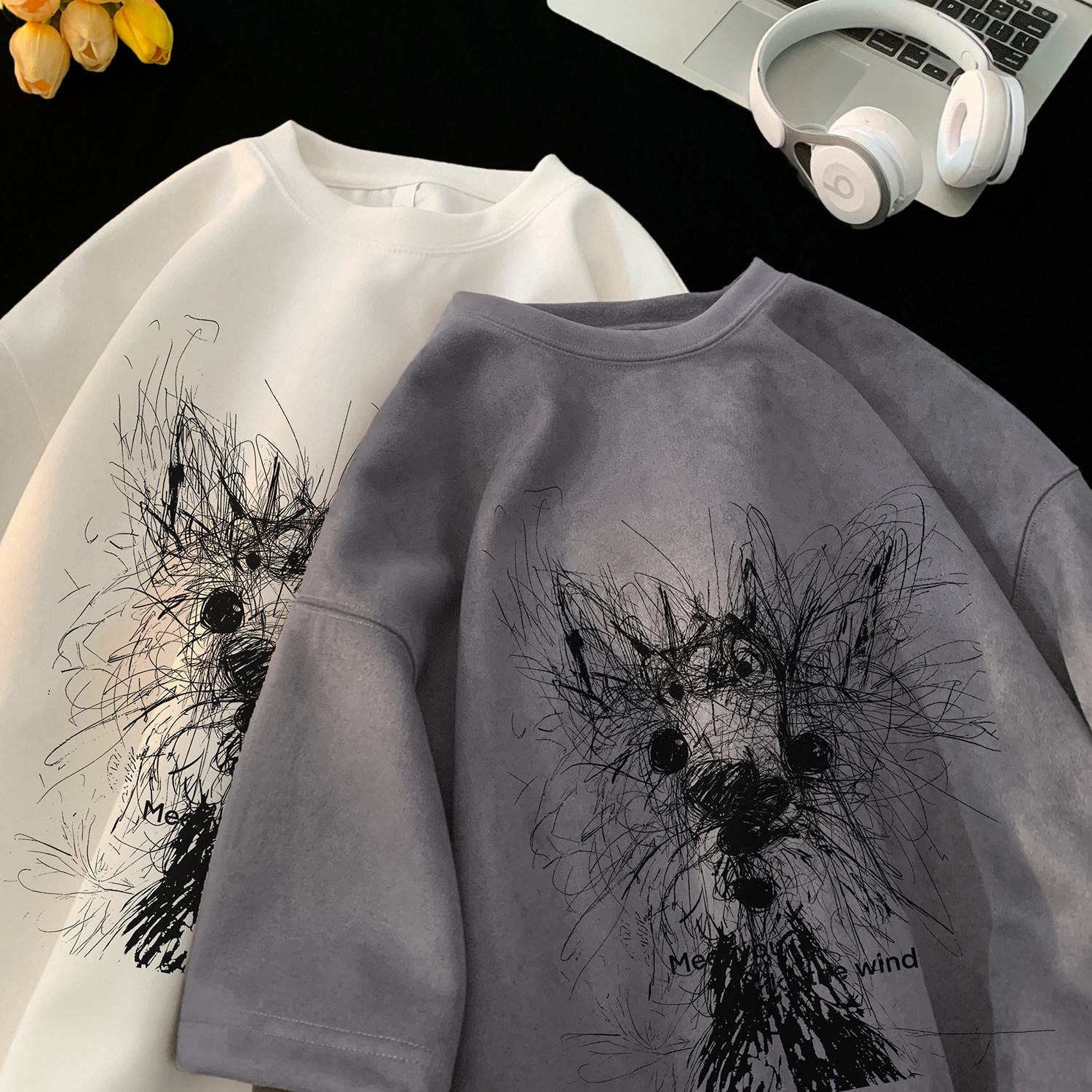 2025夏季新款麂皮绒短袖圆领T恤潮流星座301D-1-JX1074-P28，男装T恤，星座301D-1