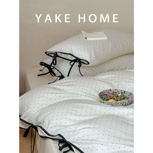 YAKEHOME 高级感波点兰精天丝四件套轻奢凉感床单 流光蝶络 法式