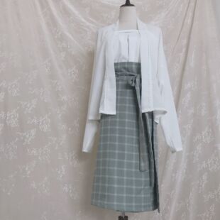 原创汉服女夏宋制三件套飞机袖旋裙短衫褙子齐腰日常秋季学生套装