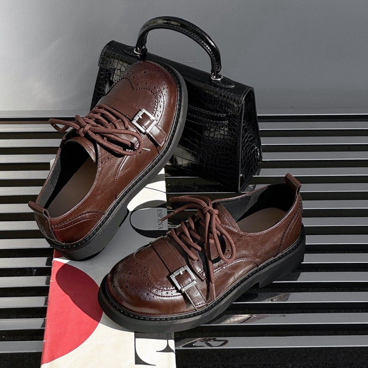 厚底粗跟百搭乐福单鞋女2026春季新款皮带扣英伦风黑色系带小皮鞋,女鞋,乐福鞋（豆豆鞋）,淘宝优惠券,粉丝福利购,淘宝优惠卷