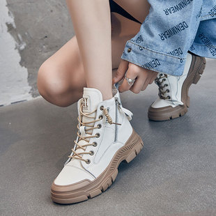高帮登山鞋女防滑防水户外春季季真皮厚底短靴运动爬山徒步马丁靴