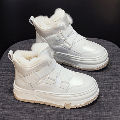 加绒雪地靴女高帮运动保暖棉鞋