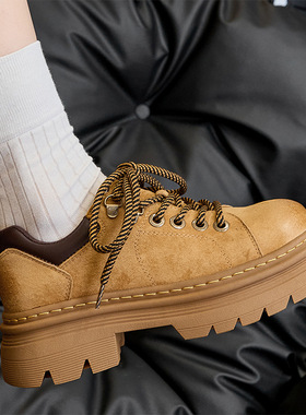 内增高厚底学院风jk制服鞋休闲2025系带复古着风复古低帮小皮鞋女