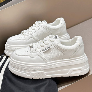 真皮厚底小白鞋女款2026新款春秋增高女鞋子休闲透气运动板鞋爆款