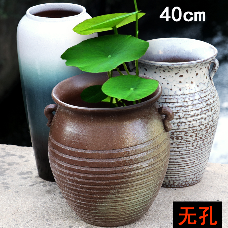 无孔水培花盆大号花瓶民宿酒店就陶罐高筒室内花器插花复古诧寂风
