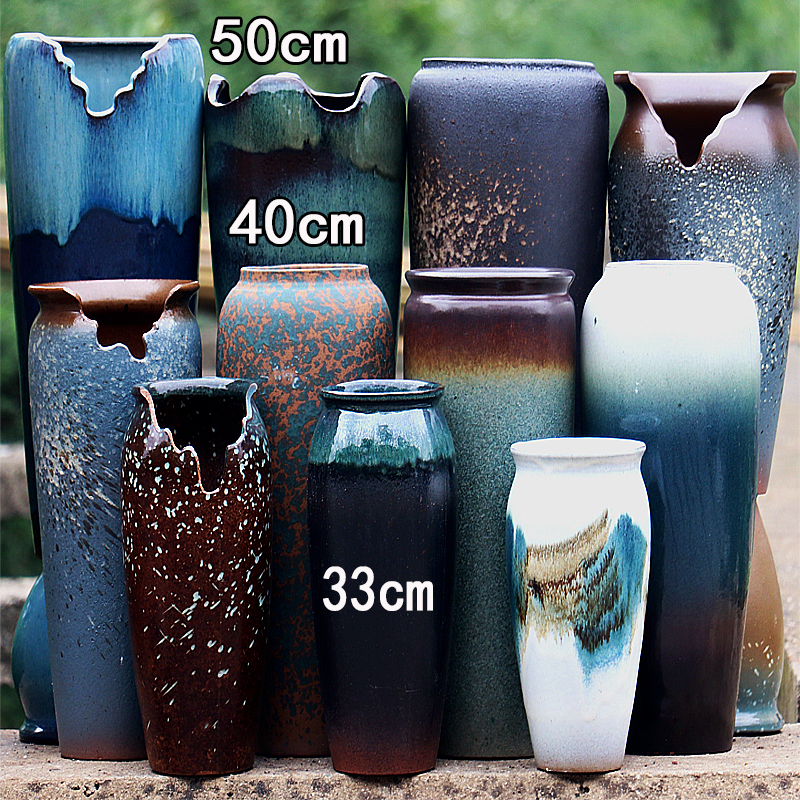 悬崖桩多肉植物花盆大号高筒九尾狐盆瘦签筒简约花器花插陶瓷陶罐