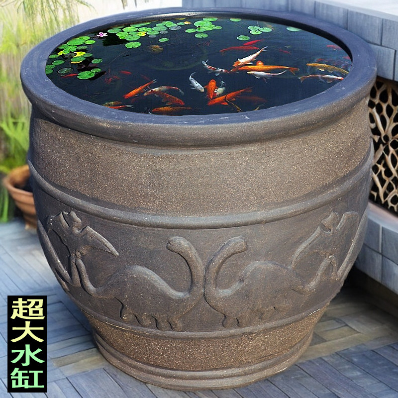 无孔水培花盆水缸荷花缸养鱼水缸大号庭院流水瀑布老式古法缸复古