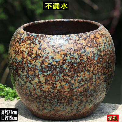 大口径绿萝花盆无孔水培铜钱草盆复古水培碗莲花盆水养文竹花盆大