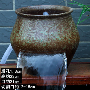 瀑布流水陶罐鱼缸过滤增氧水循环庭院造景古法养鱼无孔水培花盆大