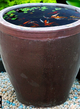 古法水缸流水摆件瀑布阳台腌菜坛庭院造景生态养鱼荷花缸米缸陶瓷